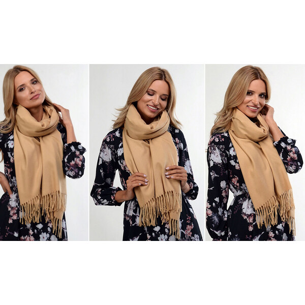 Fashionweek Veľký hladký kašmírový šátek, šál so strapcami ZIZI13 48750453