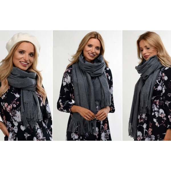 Fashionweek Veľký hladký kašmírový šátek, šál so strapcami ZIZI13 48750450