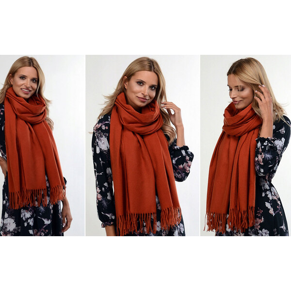 Fashionweek Veľký hladký kašmírový šátek, šál so strapcami ZIZI13 48750456