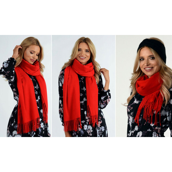 Fashionweek Veľký hladký kašmírový šátek, šál so strapcami ZIZI13 48750452