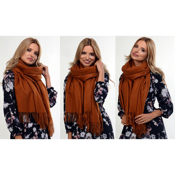 Fashionweek Veľký hladký kašmírový šátek, šál so strapcami ZIZI13 48750455