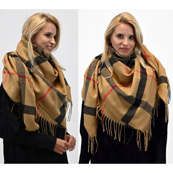 Fashionweek Veľký kockovaný kašmírový šátek, šál so strapcami ZIZI-405 48751678