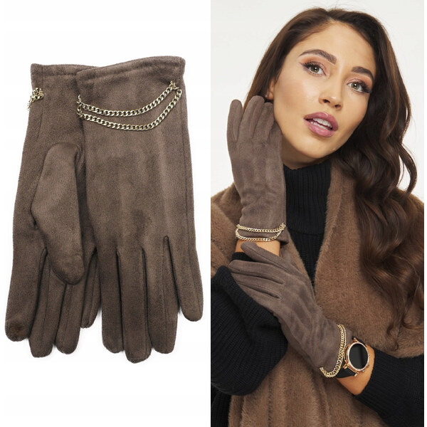 Fashionweek Dámske teplé mäkké semišové rukavice KARR64 48753114