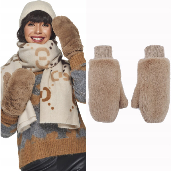 Fashionweek Teplé dámske kožušinové rukavice na jeden prst KARR62 48753104