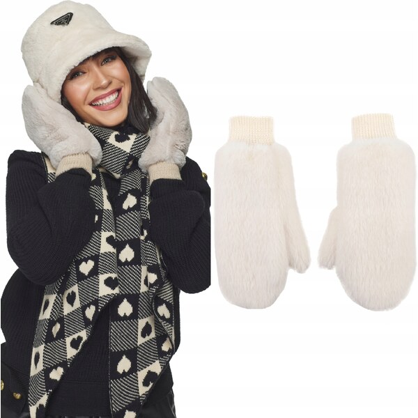 Fashionweek Teplé dámske kožušinové rukavice na jeden prst KARR62 48753102