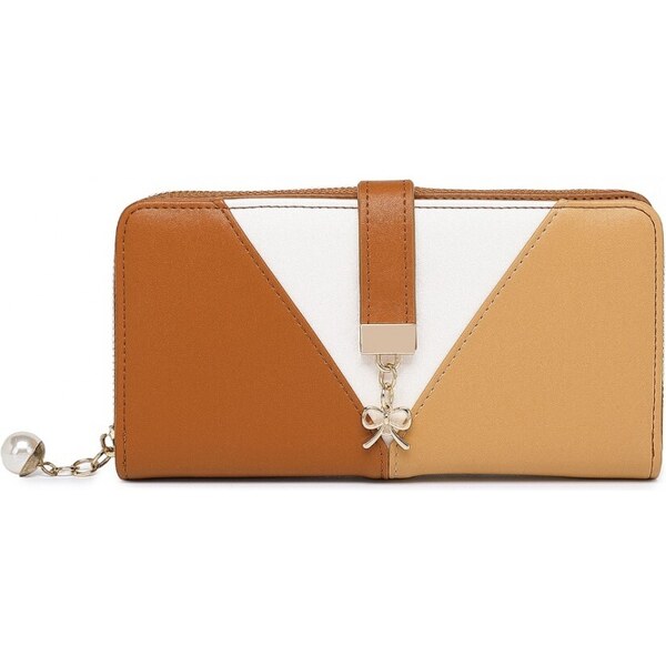 Miss Lulu Peňaženka - dvojfarebná s mašličkou, hnedá 57665724