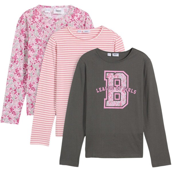 bonprix Dievčenské tričko z bio bavlny (3 ks), farba ružová 56002688