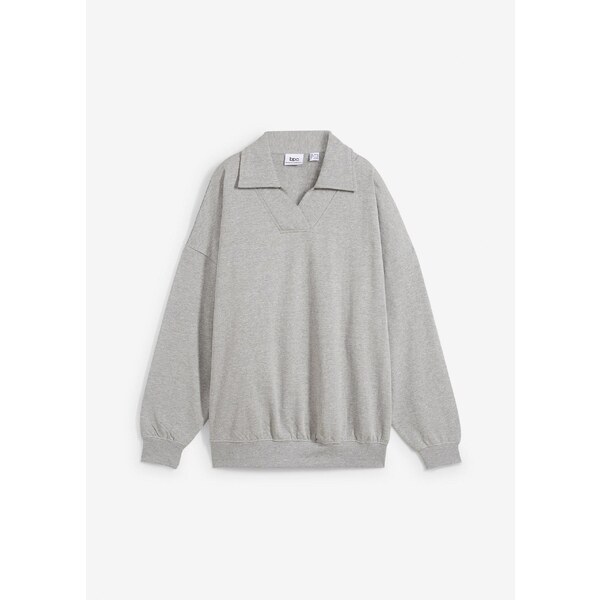 bonprix Mikina s výstrihom do V a polo golierom, farba šedá 57674558