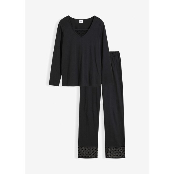 bonprix Pyžamo s jemnou sieťovinou, farba čierna 57674765