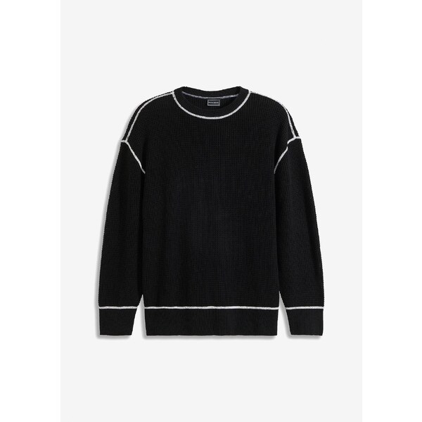 bonprix Pulóver s recyklovanou bavlnou, Loose Fit, farba čierna 57674777