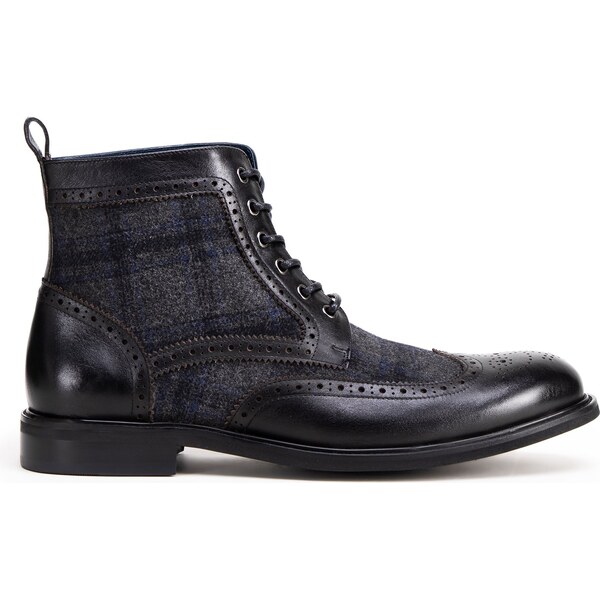 Wittchen Pánske kožené členkové topánky s perforáciou čierne 99-M-519 57678189