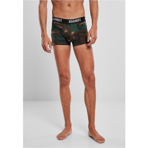 Brandit Mens Boxer Shorts Logo 2 Pack Forest Camouflage/Dark 50684622