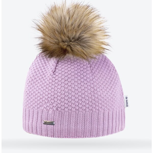Kama Pletená Merino čiapka A166 114 Ružová 57731116