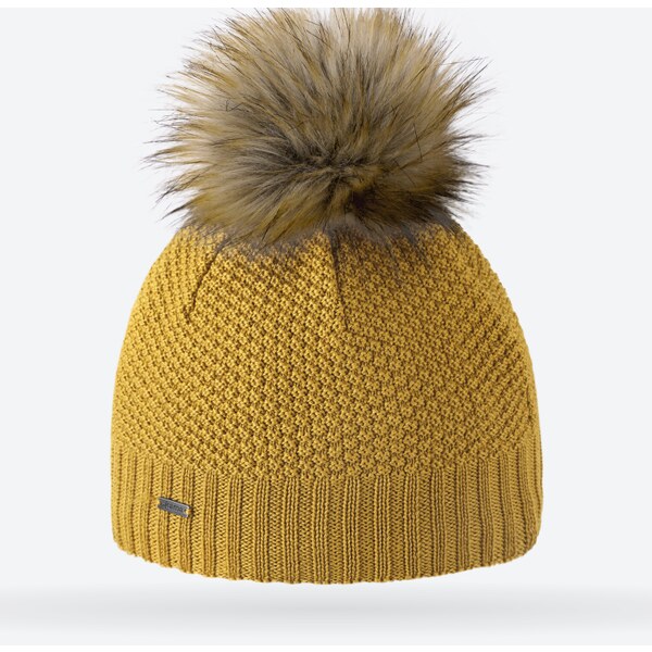 Kama pletená Merino čepice A166 žlutá 57731117