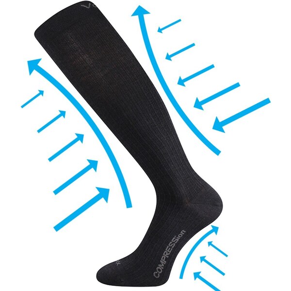 WOOLAX kompresný vlnené podkolienky so striebrom VoXX Čierna 35-38 1 26251892