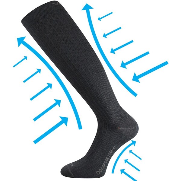 WOOLAX kompresný vlnené podkolienky so striebrom VoXX Tm. sivá 35-38 1 26458925