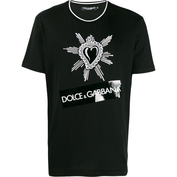 DOLCE & GABBANA Heart Embroidered Black tričko 57761582