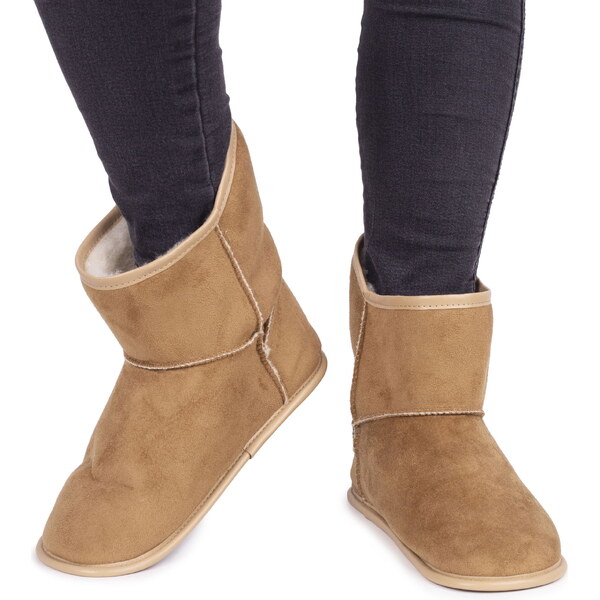 Vlnka Vysoké papuče s ovčou vlnou svetlo hnedá veľkosti obuvi - 65061846