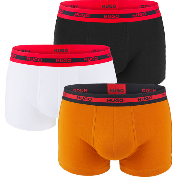 HUGO - boxerky 3PACK eco friendly organic cotton in black & orange 57773618