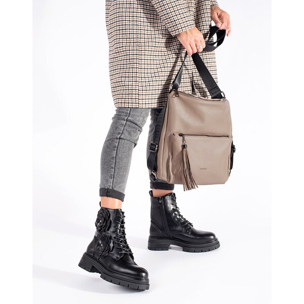 Shelvt Beige womens backpack bag with tassels 57794809