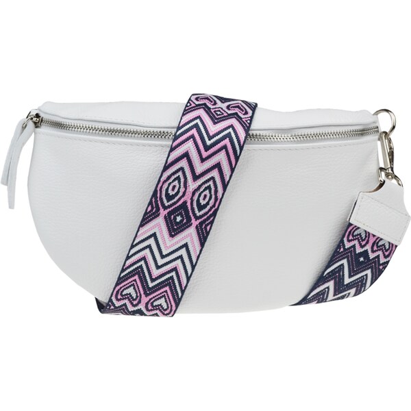 Biela kožená talianska crossbody kabelka Reni Grande Bianca s 57794540