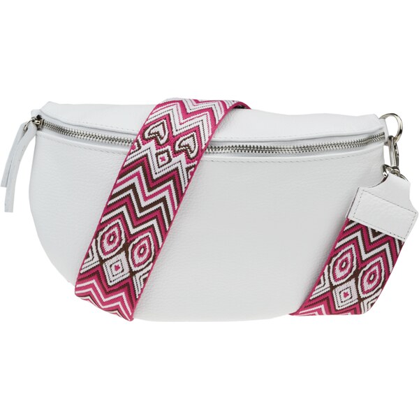 Biela kožená talianska crossbody kabelka Reni Grande Bianca s 57794541