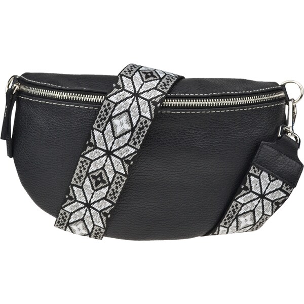 Čierna kožená talianska crossbody kabelka Reni Grande Nera s prídavným 57804140
