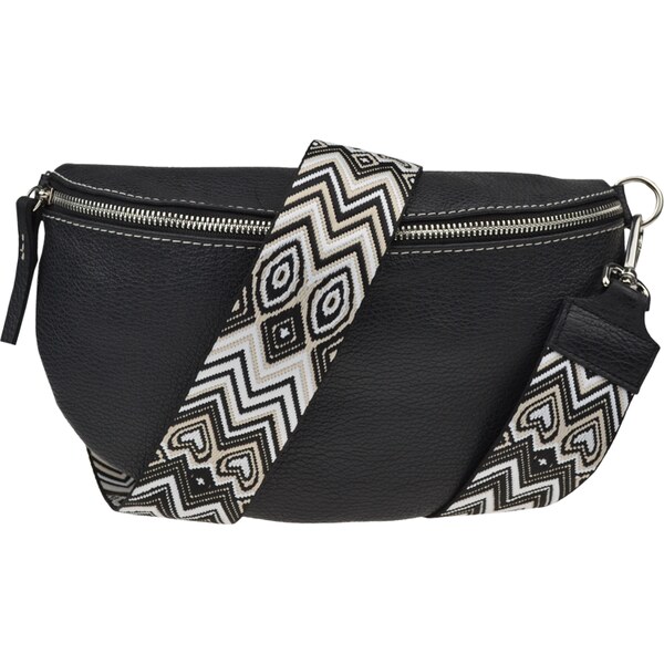 Čierna kožená talianska crossbody kabelka Reni Grande Nera s prídavným 57804141