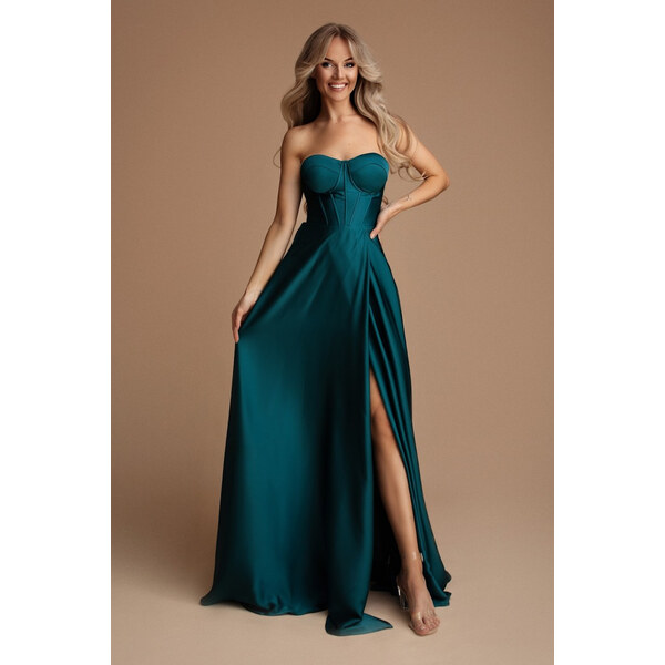 miadresses.sk Petrolejové spoločenské šaty s korzetom 57801904