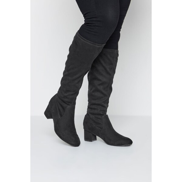 (veľ. 38) Elastické vysoké čižmy z mikroflísu na široké lýtko čierne 61987748