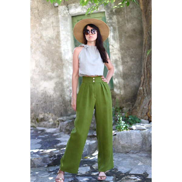 Dámske elegantné nohavice Lotika zo 100% lanu 62954262