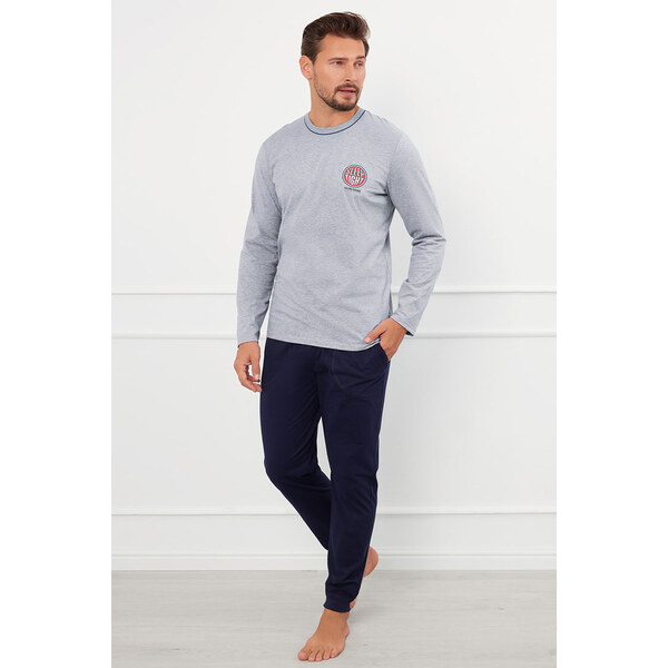 Italian Fashion Pánske bavlnené pyžamo Greg šedé, Farba šedá 57810718