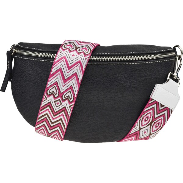 Čierna kožená talianska crossbody kabelka Reni Grande Nera s prídavným 57825745