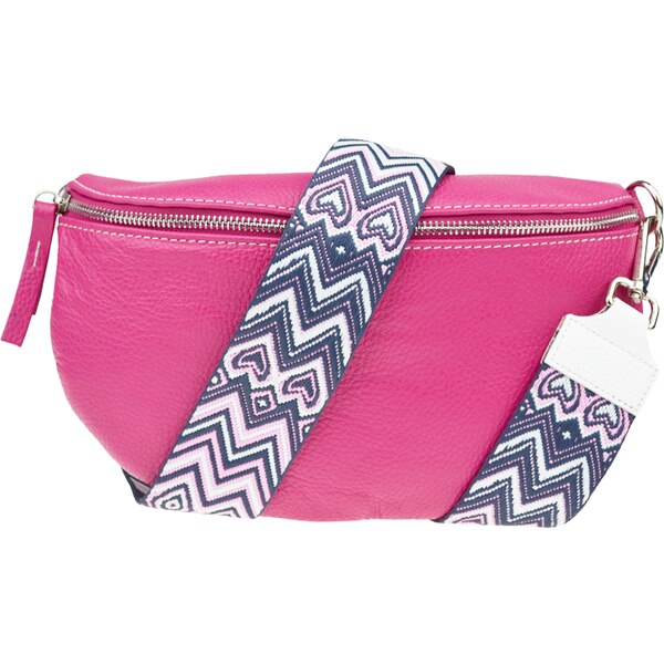 Ružová kožená talianska crossbody kabelka Reni Grande Fuxia s 57825748