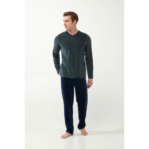 Vamp - Zamatové pruhované pyžamo 21713 - Vamp 57826876