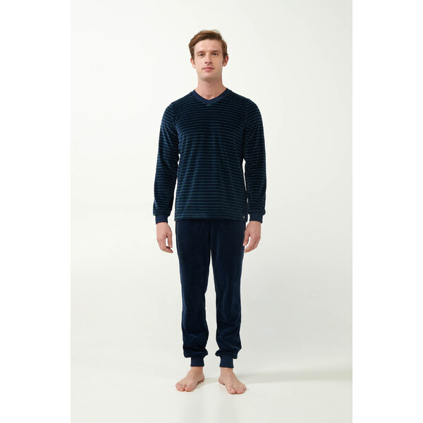 Vamp - Zamatové pruhované pyžamo 21710 - Vamp 57826877
