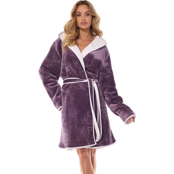 L&L Dámsky huňatý župan Sara fialový 58008117