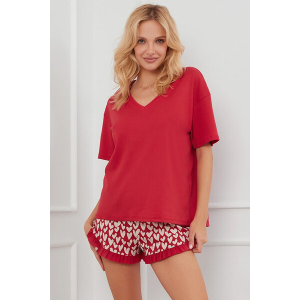 Italian Fashion Dámske bavlnené pyžamo so srdiečkami krátke Evora 57643741