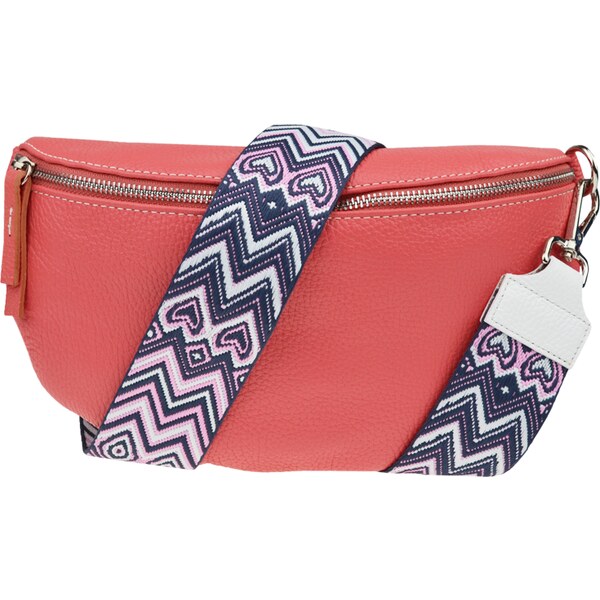 Ružová kožená talianska crossbody kabelka Reni Grande Rosa s prídavným 57852521