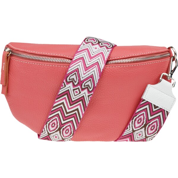 Ružová kožená talianska crossbody kabelka Reni Grande Rosa s prídavným 57852522