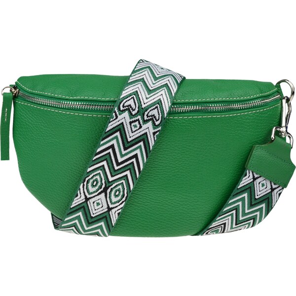 Zelená kožená talianska crossbody kabelka Reni Grande Verde s 57852525