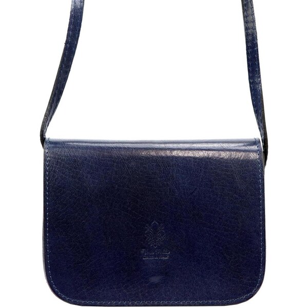 Vera Pelle Kožená malá dámska crossbody kabelka tmavo modrá 57860110