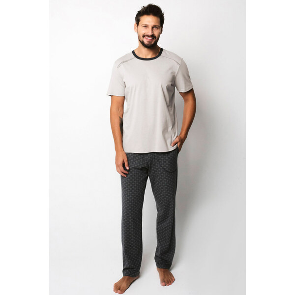 Italian Fashion Pánske bavlnené pyžamo Abel béžové, Farba béžová 57870624