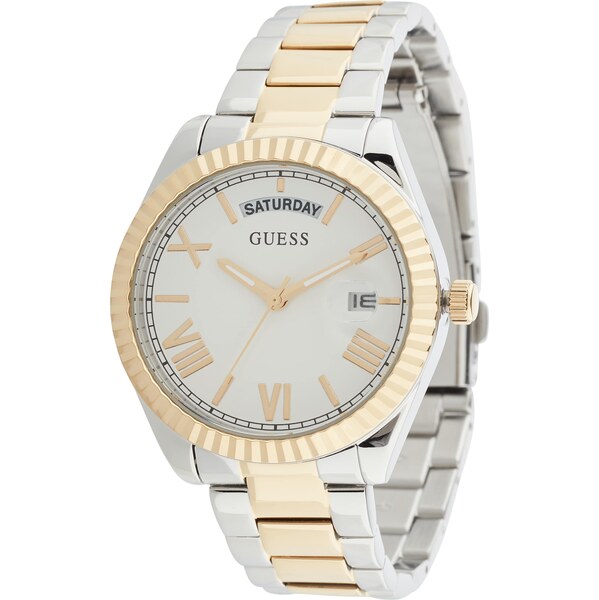 GUESS Analógové hodinky zlatá / strieborná / biela 57874675