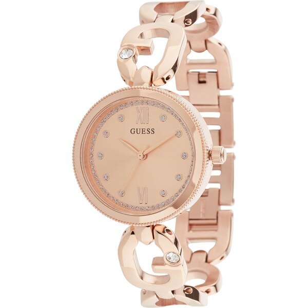 GUESS Analógové hodinky ružové zlato / čierna / priehľadná 57874703