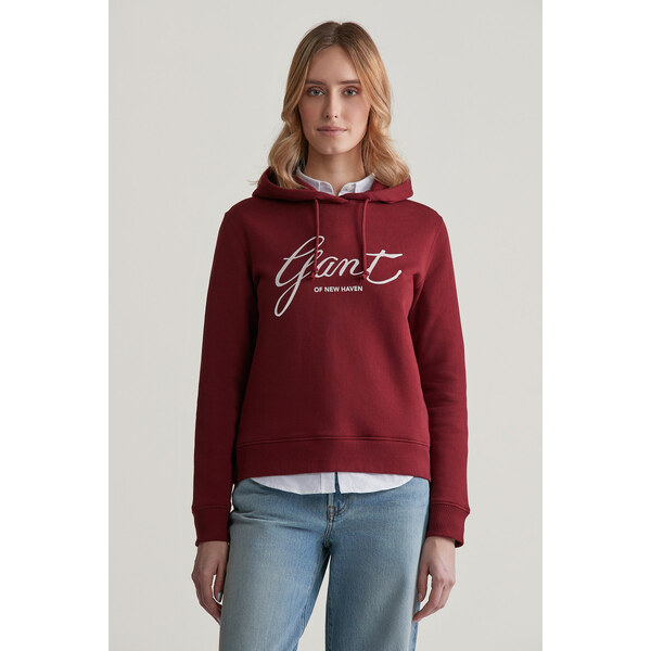 MIKINA GANT REG SCRIPT HOODIE PLUMPED RED 57872685