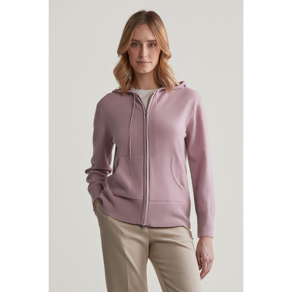SVETER GANT SUPERFINE LAMBSWOOL ZIP HOODIE DUSTY PINK 57872688