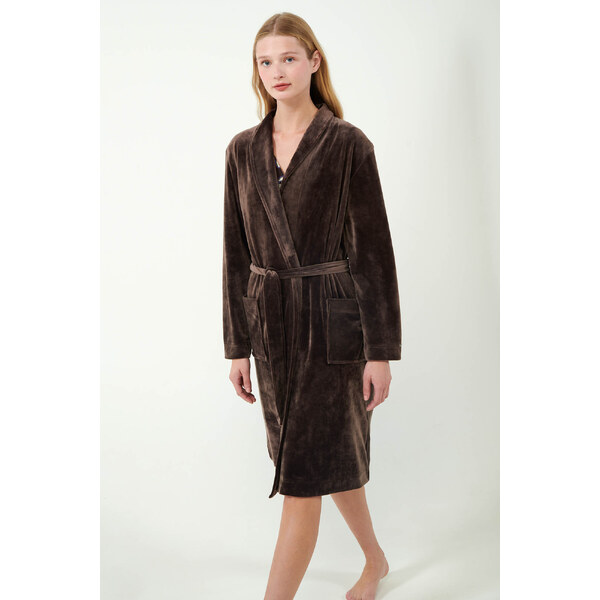 Vamp - Jednofarebný zamatový župan 21163 - Vamp 57873958