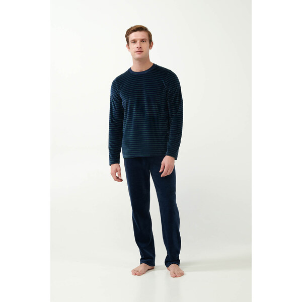 Vamp - Zamatové pruhované pyžamo 21711 - Vamp 57873978