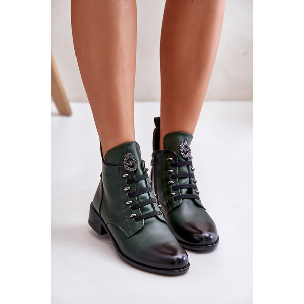 Boto Low insulated ankle boots with zipper with green decoration 58481458